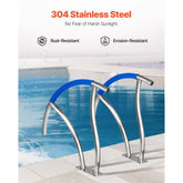 Pool Handrail, 2Pack 30"x30" Swimming Pool Stair Rail, 304 Stainless Steel Stair Pool Hand Rail Rated 375lbs Load Capacity, Pool Rail with Quick Mount Base Plate, and Complete Mounting Accessory